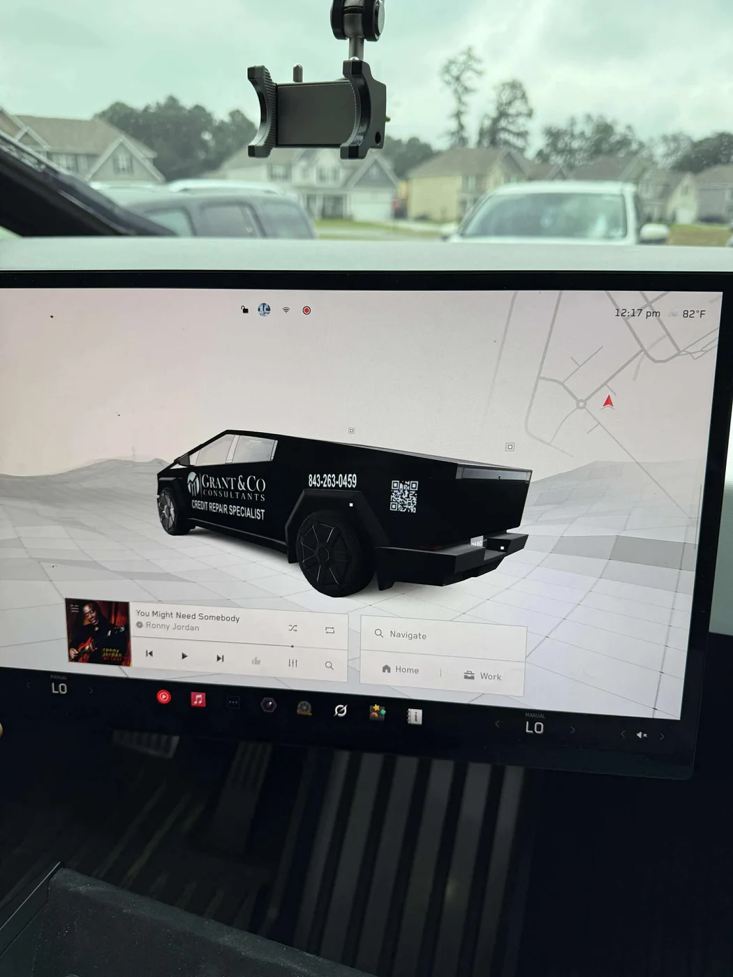 Rear angle of the Grant and Company digital Cybertruck wrap